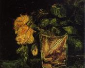 文森特威廉梵高 - 玻璃杯与玫瑰